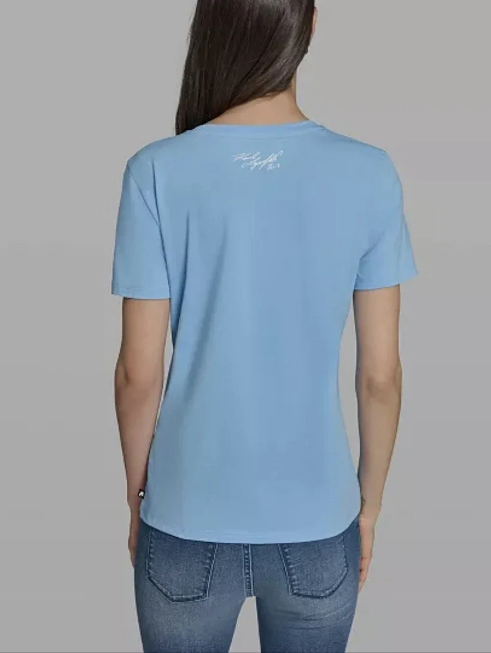 Karl Lagerfeld Paris Sky Blue Crewneck Tee, Size S